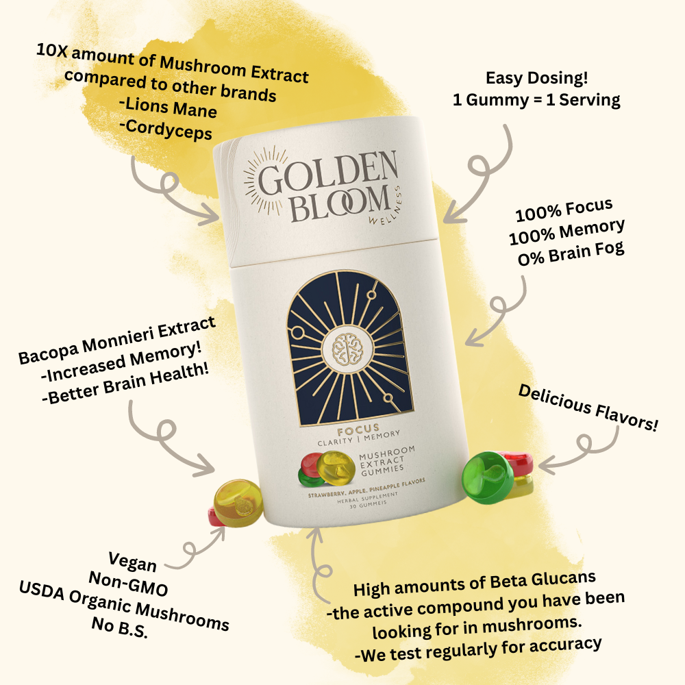 Premium Lions Mane + Cordyceps Mushroom Gummies (Focus)