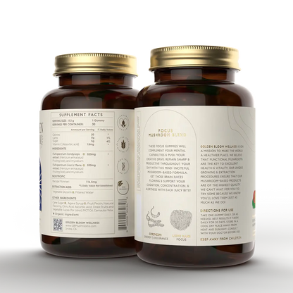 Premium Lions Mane + Cordyceps Mushroom Gummies (Focus)